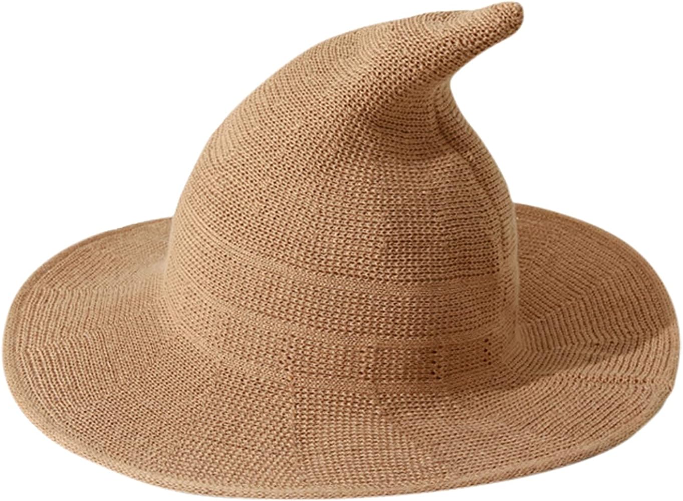 Straw hat for Unisex Crochet Cap Witch Large-Brim Warm Foldable Women Hat Summer Costume Baseball Caps (Brown, One Size)