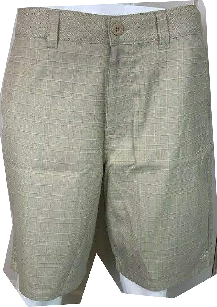 O'NEILL Men's Stretch Walkshort Plaid Style Button Closure 21" (Khaki, 34)