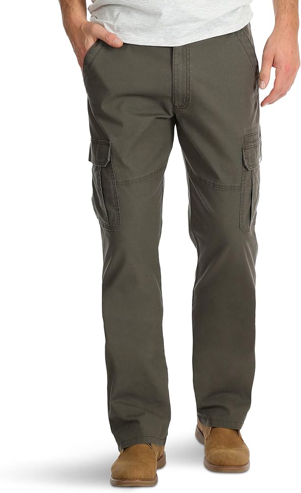 Wrangler Men's Flex Cargo Pants Relaxed Fit Tech Pocket Straight Leg Olive Drab (46x30)