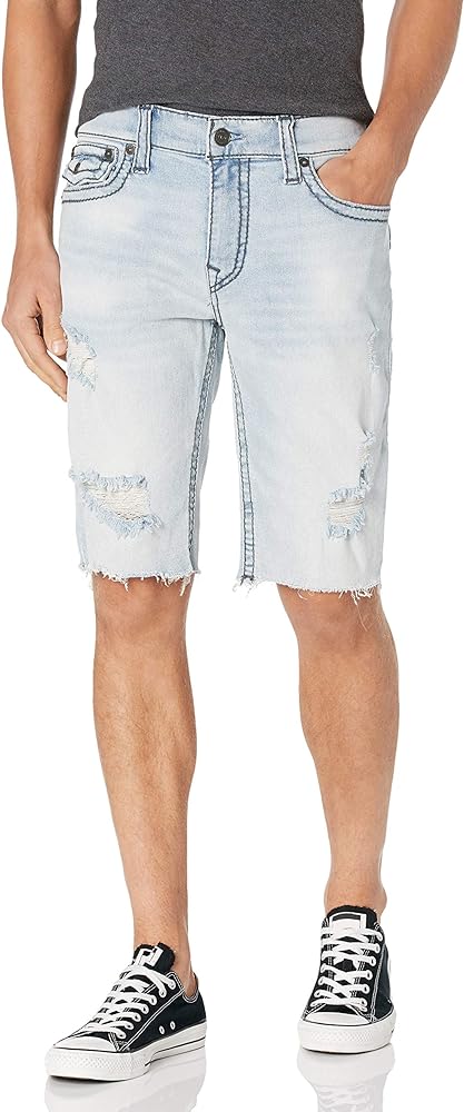 True Religion Men's Geno Big T Slim Fit Short with Back Flap Pocket