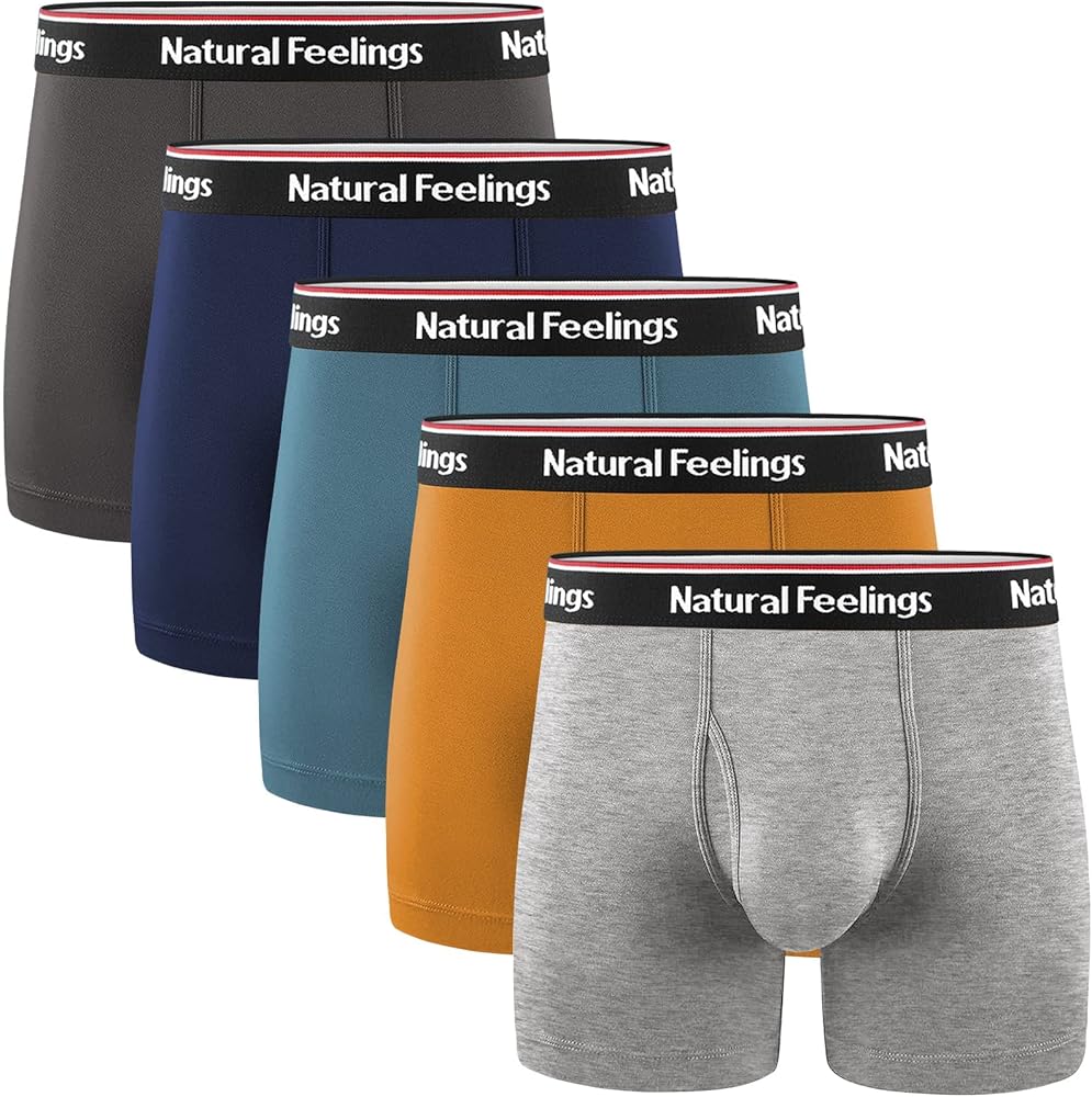 Natural Feelings Men's 3.5" Underwear for Men Boxers Briefs Cotton Boxers for Men 5-Pack S-XXL