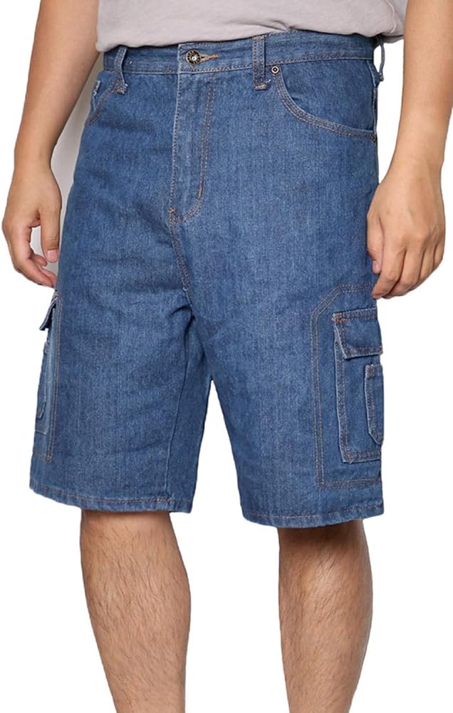 Men's Casual Cotton Denim Cargo Shorts Multi Pockets