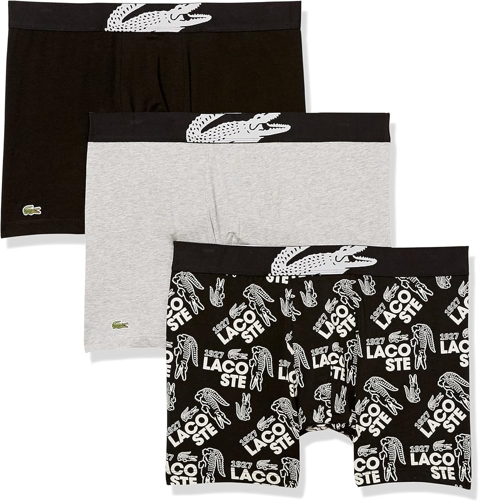 Lacoste Men's 3-Pack Casual Cotton Stretch Boxer Briefs