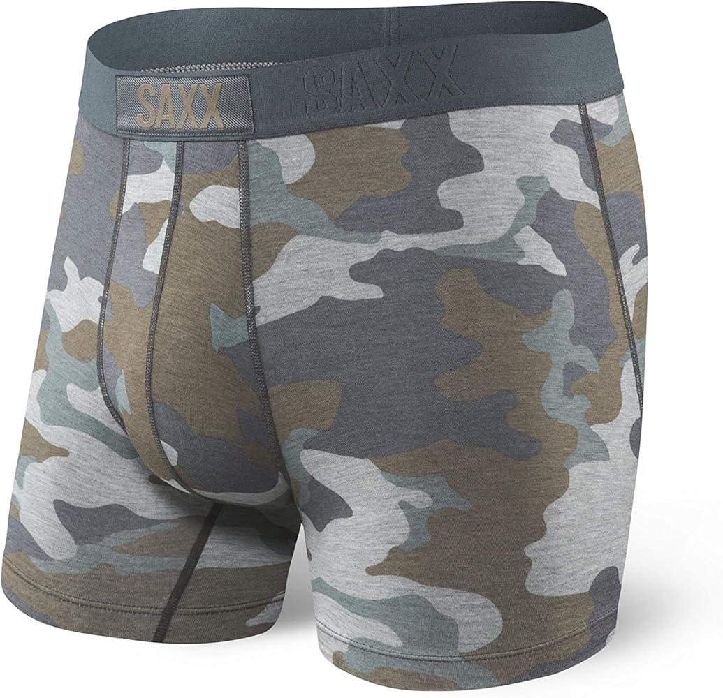 SAXX Underwear Co. Men's Vibe Super Soft Boxer Brief, Grey Supersize Camo, X-Large