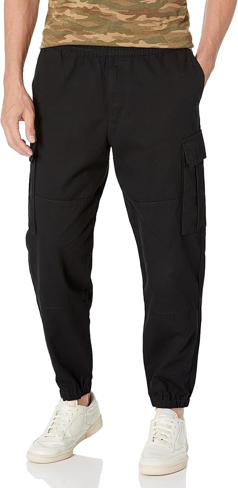 A | X ARMANI EXCHANGE Men's Elastic Waistband Trousers with Large Side Pockets, Black, 33