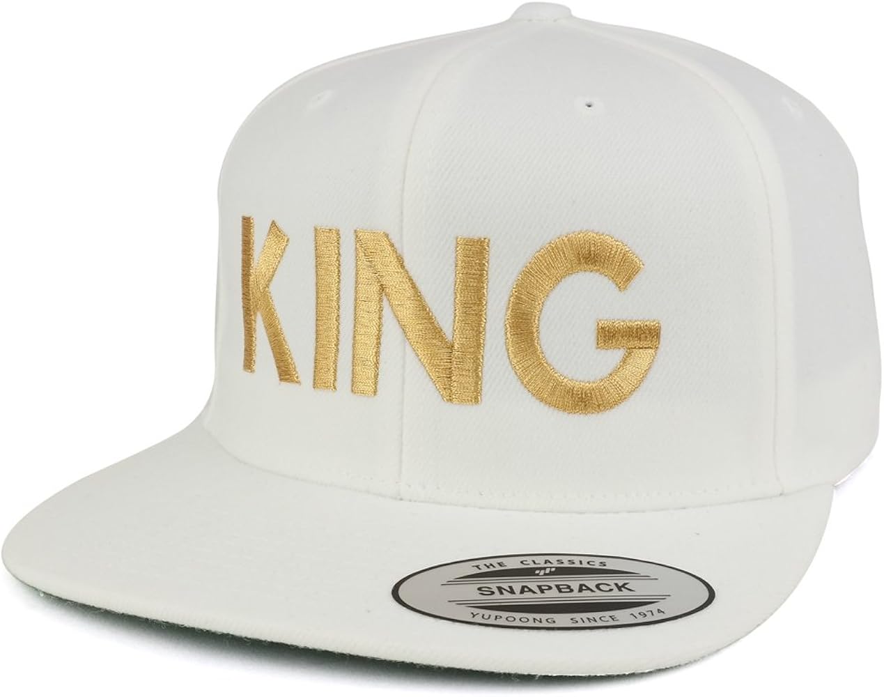 Trendy Apparel Shop FLEXFIT KING Metallic Gold Embroidered Flat Bill Snapback Cap