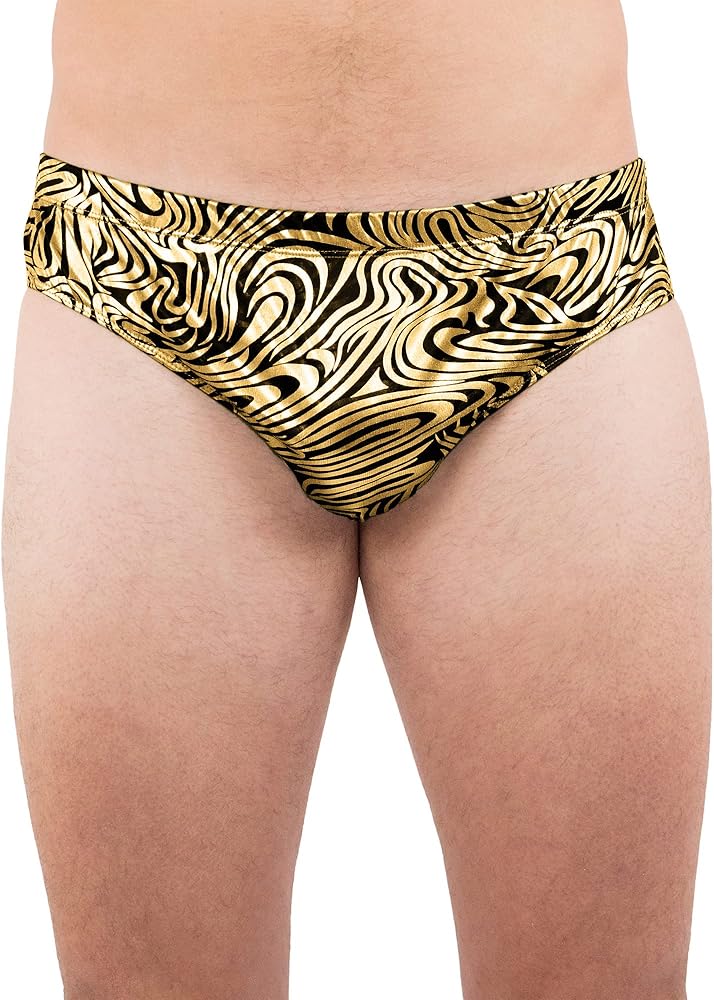 INTIMO Mens Gold Swirls Print Bikini Brief Underwear