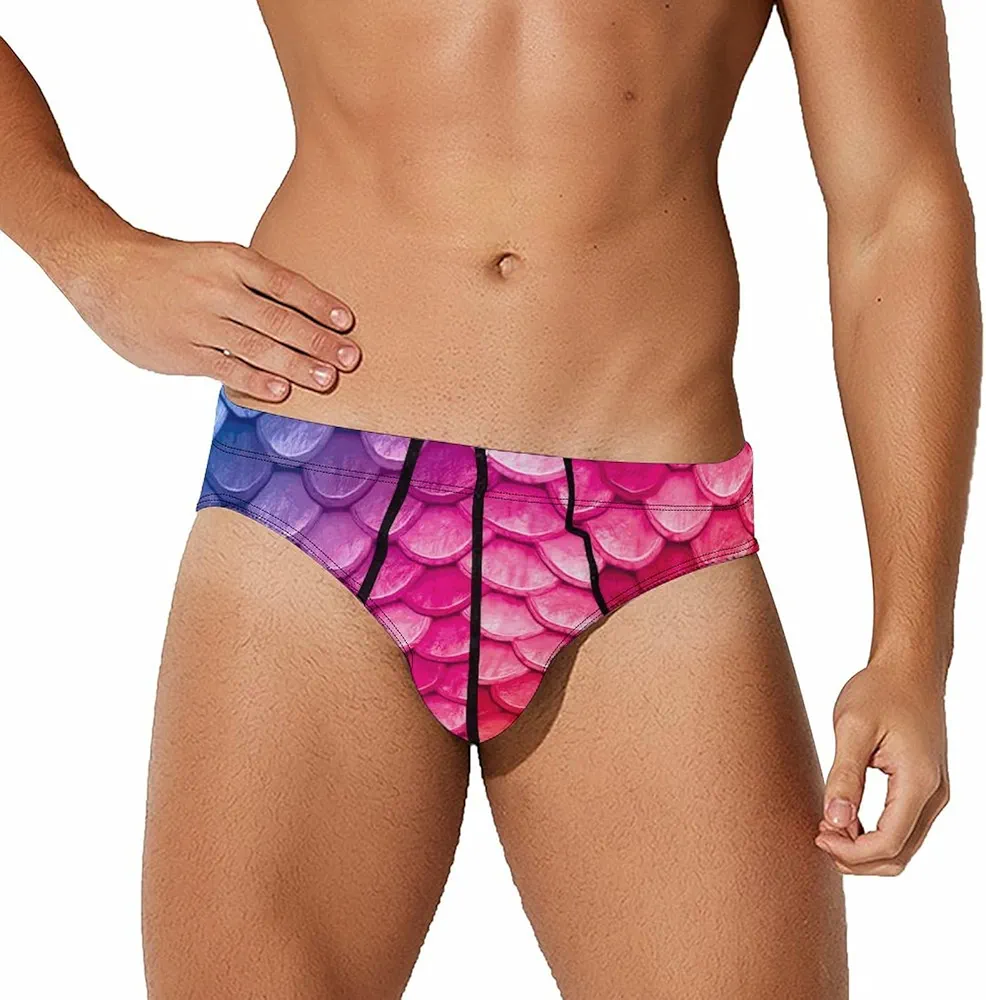 Beatiful Mermaid Fish Scale Men's Underwear Briefs Breathable Underpants with Stretch Waistband