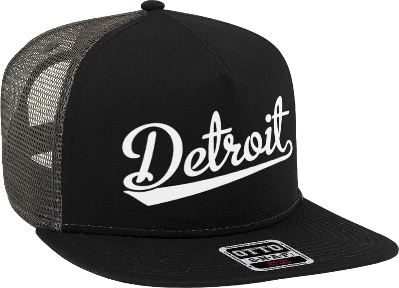 Detroit Script Baseball Font Snapback Trucker Hat