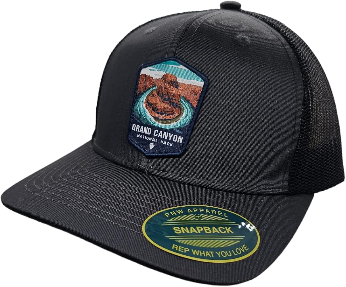 Grand Canyon Trucker Hat - Snapback Mesh Baseball Cap w/National Park Woven Patch