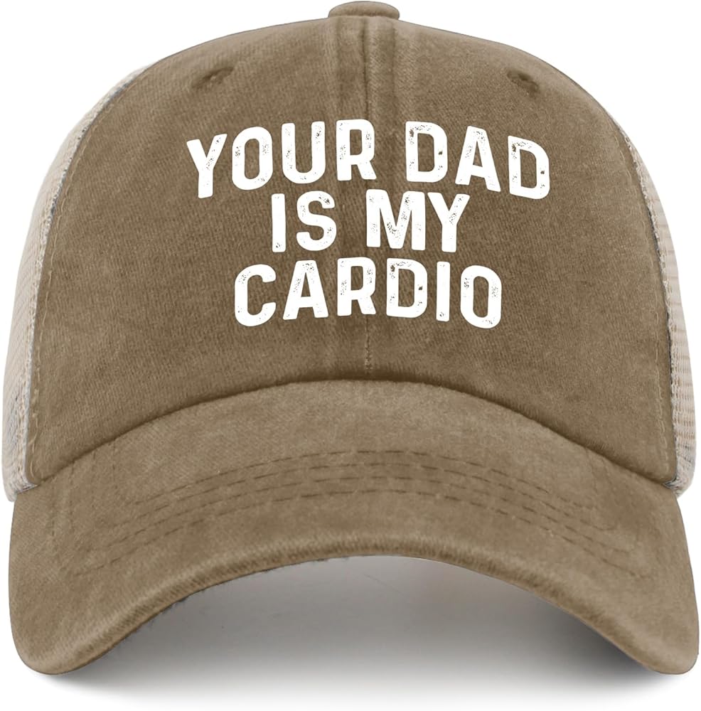 Your Dad is My Cardio Trucker Hat Women Trendy Mesh Cap for Summer