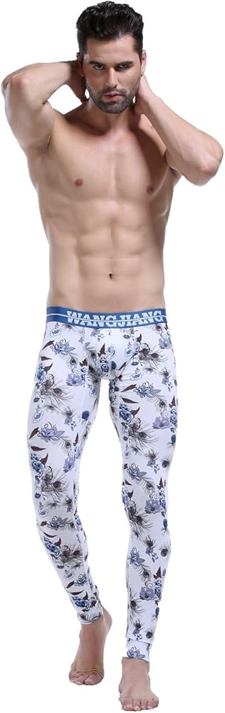 Men's Long Johns Pants Cool Flowers Thermal Underwear Bottoms