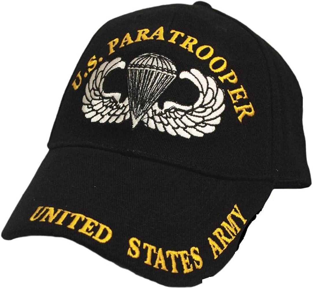 Eagle Emblems Mens US Paratrooper Embroidered Ball Cap Adjustable Black