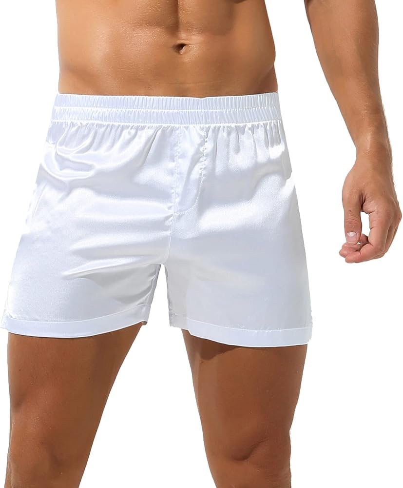 YiZYiF Mens Silk Satin Frilly Boxers Shorts Sleepwear Underwear Nightwear Pyjamas Panties