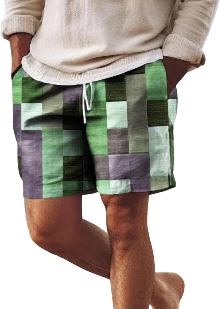 Elastic Shorts for Men Hawaiian Shirt and Swim Trunks Mens Mens Long Swim Trunks Elastic Waist Drawstring Flat Front Short