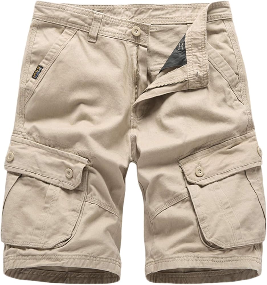 Andongnywell Men's Stretch Cargo Shorts Cotton Casual Outdoor Lightweight Shorts with Multi Pockets Zipper Pants