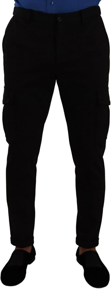 Dolce & Gabbana Black Viscose Skinny Cargo Trouser Men's Pants