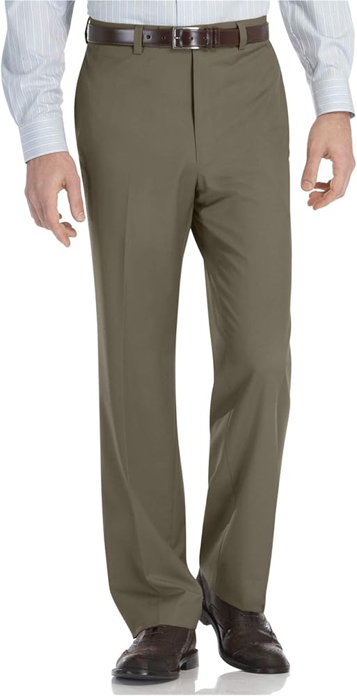 Calvin Klein Men's Modern Fit Performance Flat Front Dress Pant, Light Brown, 31W x 32L