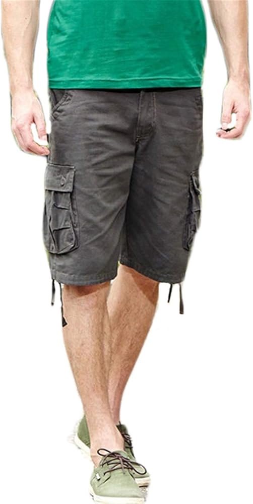 Andongnywell Mens Cotton Loose Cargo Shorts Lightweight Cargos Short with Multi-Pocket Zipper Summer