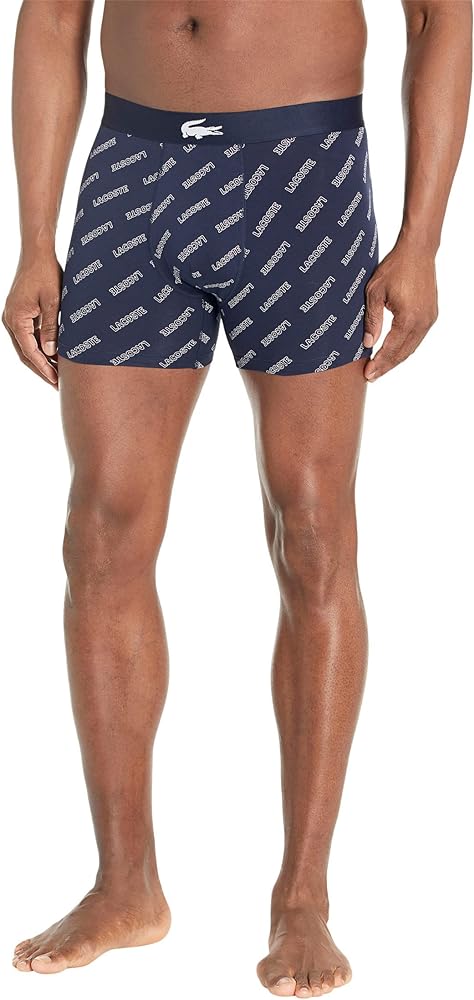 Lacoste Men's 3-Pack Casual Cotton Stretch Print Boxer Briefs