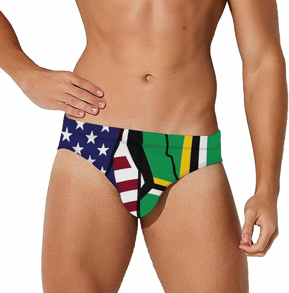 United States And Dominica Flag Breathable Mens Underwear Soft Briefs Lightweight Low Rise Panties