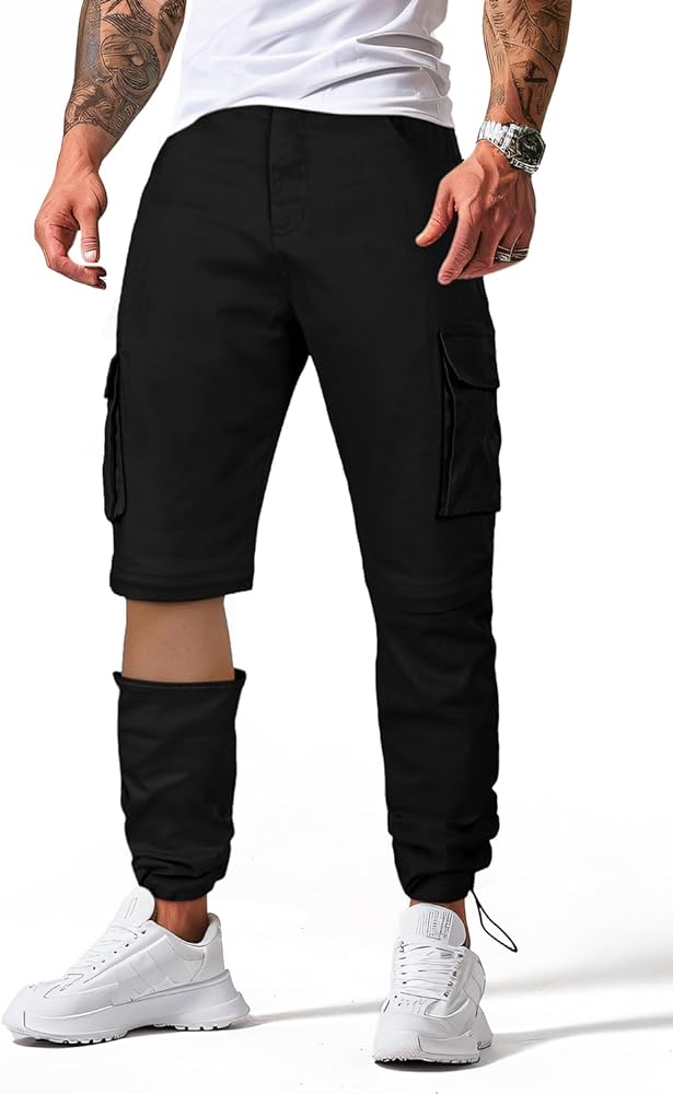 Mens Outdoor Hiking Convertible Pants Slim fit Stretch Cargo Joggers for Men Tactical Fishing Pants