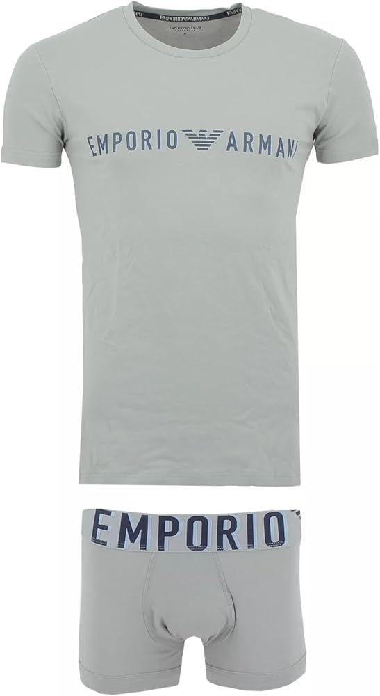 Emporio Armani mens Stretch Cotton Megalogo T-shirt+trunk