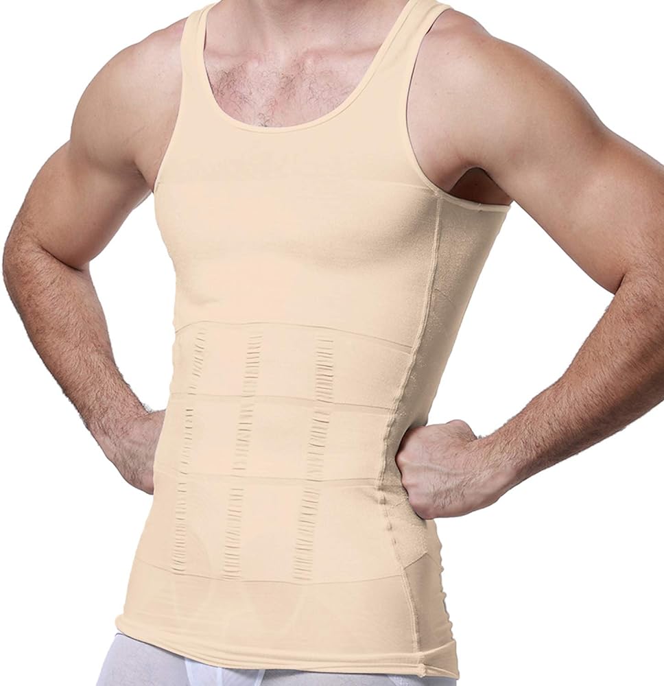 Mens Slimming Body Shaper Vest Shirt Abs Abdomen Slim