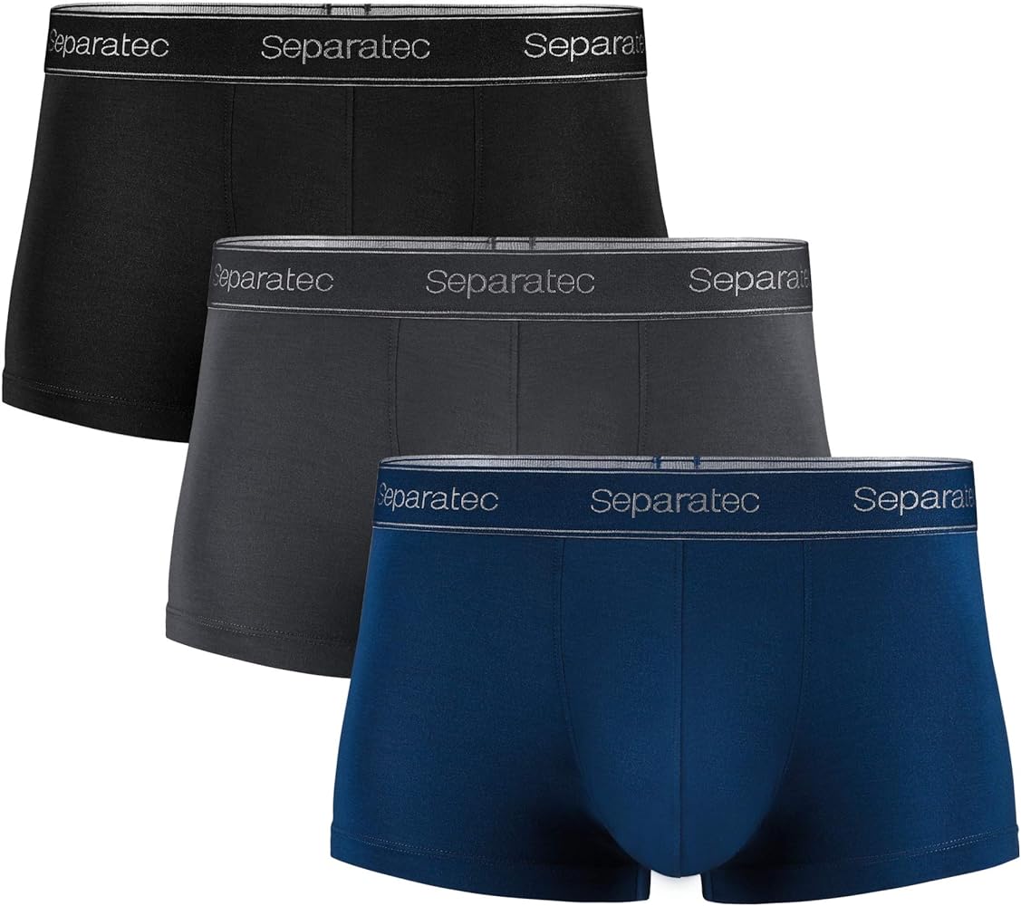 Separatec Men’s Dual Pouch Underwear Comfortable Ultra Soft Micro Modal and Cotton Trunks 2 or 3 Pack