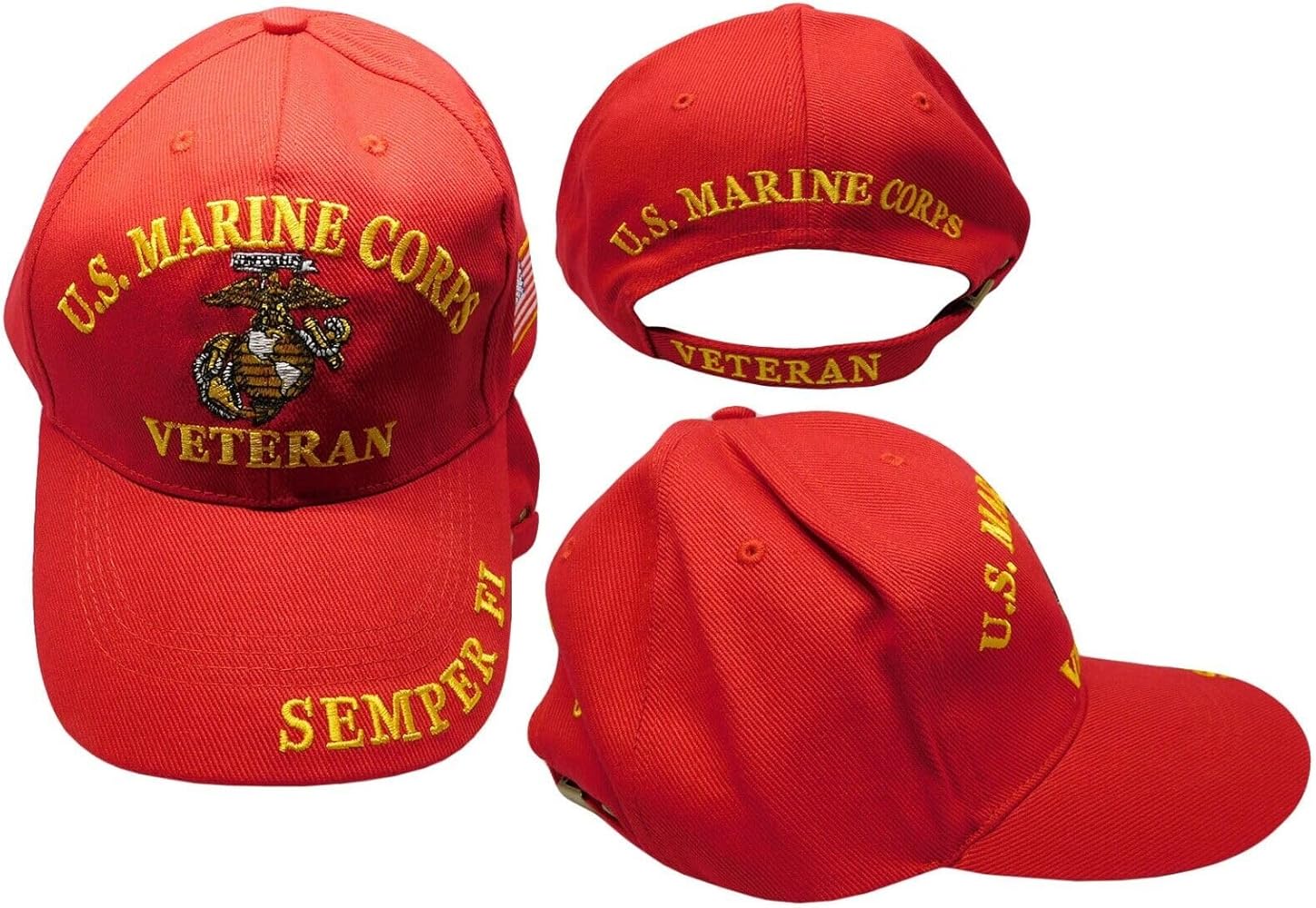 Flakita's Novelties U.S Military Marine Corps Veteran Semper FI USMC Once a Marine Always a Marine Licensed Baseball Hat Cap Red