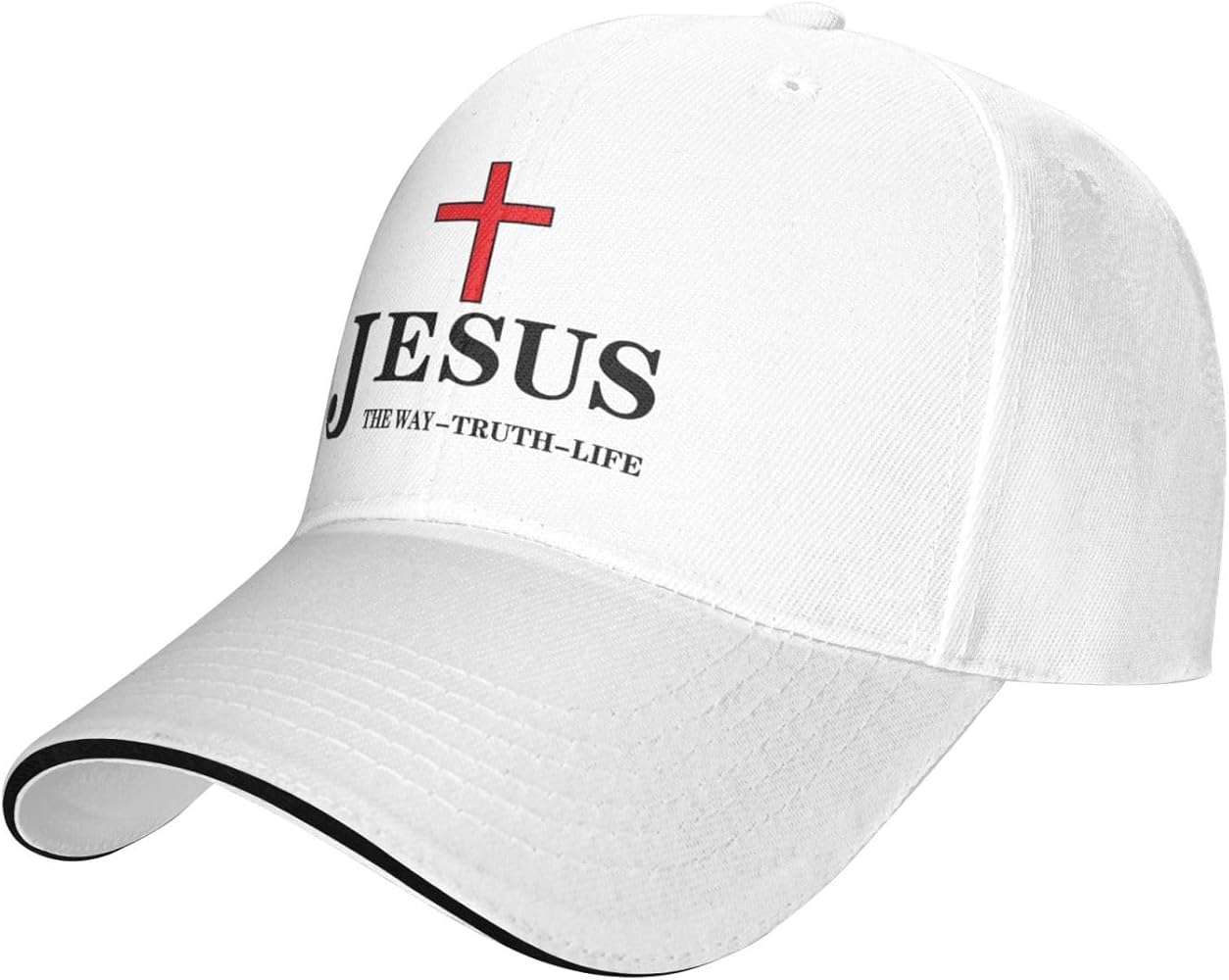 Jesus The Way, Truth, Life Baseball Cap Men Women - Adjustable 3D Printed Snapback Flat Bill Hip Hop Hat Black