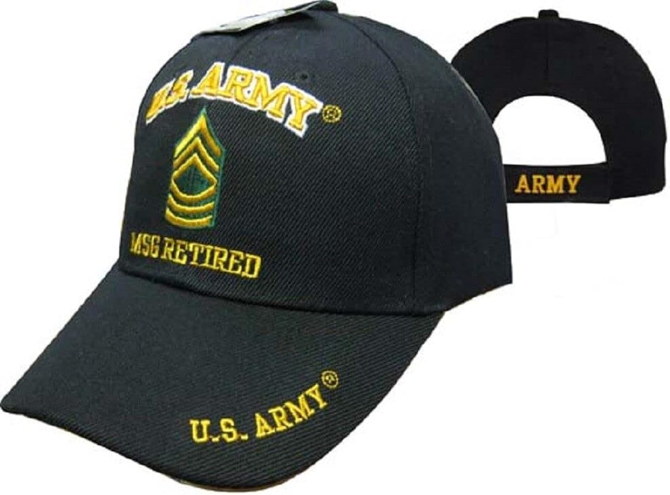 Black US Army MSG Master Sergeant Retired Hat Ball Cap Veteran E-8