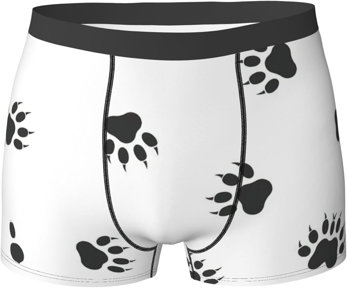 Bear paw Print Men's Boxer Briefs Trunks Underwear Athletic Underwear Moisture-Wicking Performance