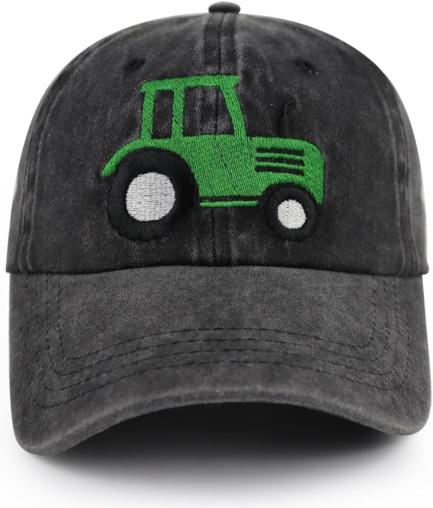 Farm Tractor Hats for Men Women, Adjustable Washed Cotton Embroidered Farmer Baseball Cap