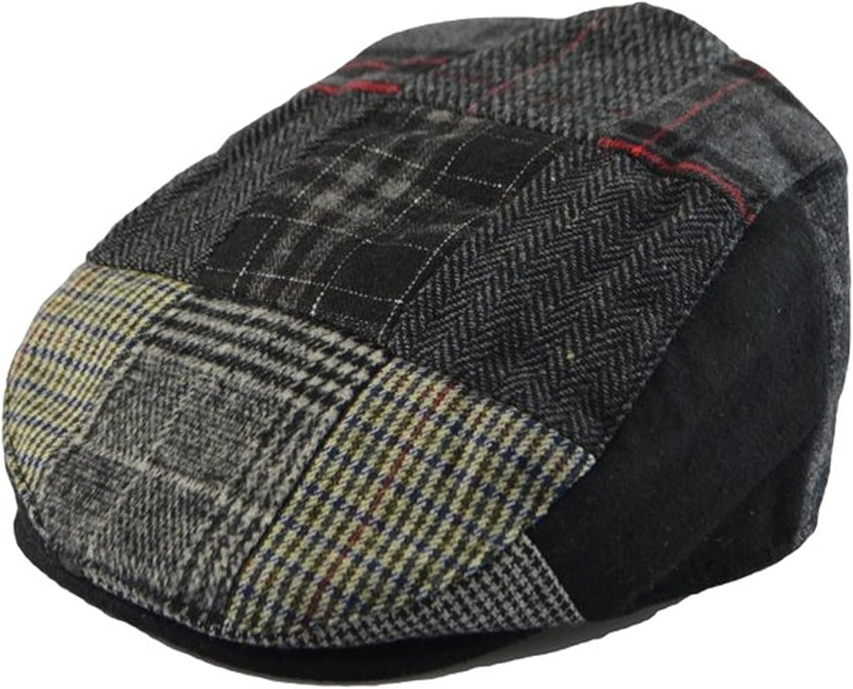 Men's Classic Newsboy Cap, Flat Ivy Hat, Snap Brim Herringbone Tweed Cap