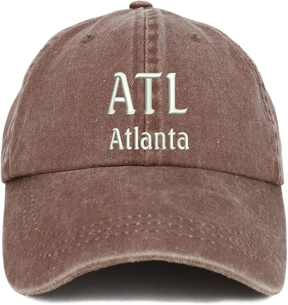 Trendy Apparel Shop ATL Atlanta Embroidered Pigment Dyed Washed Baseball Cap