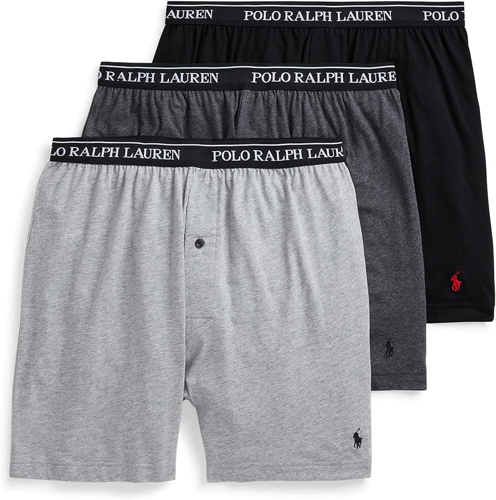 Polo Ralph Lauren Mens Classic Fit With Wicking Knit Boxers 3 Pack