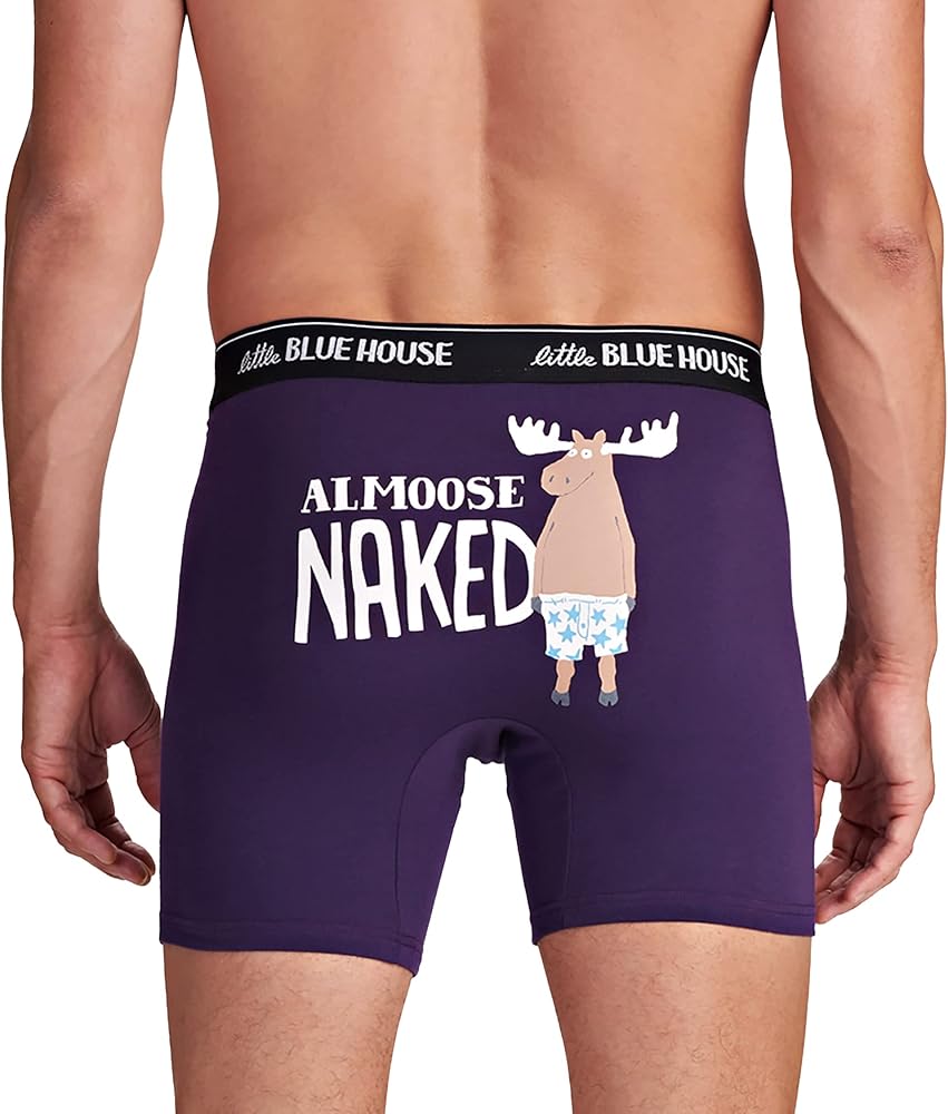 Little Blue House Men's Bear & Moose Joke Boxers