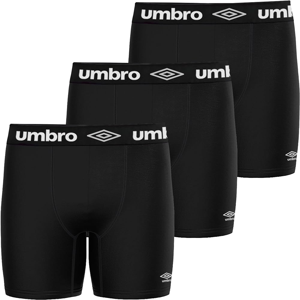 Umbro Cotton Men’s Boxer Brief – 3 Pc Pack, Men’s Underwear Boxer Briefs, Soft & Comfortable Waistband, Anti-Chafing (US, Alpha, Small, Regular, Regular, Black)