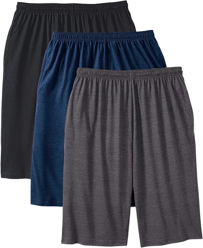 KingSize Men's Big & Tall Lightweight Extra Long Shorts 3-Pack - 3XL, Assorted Basic