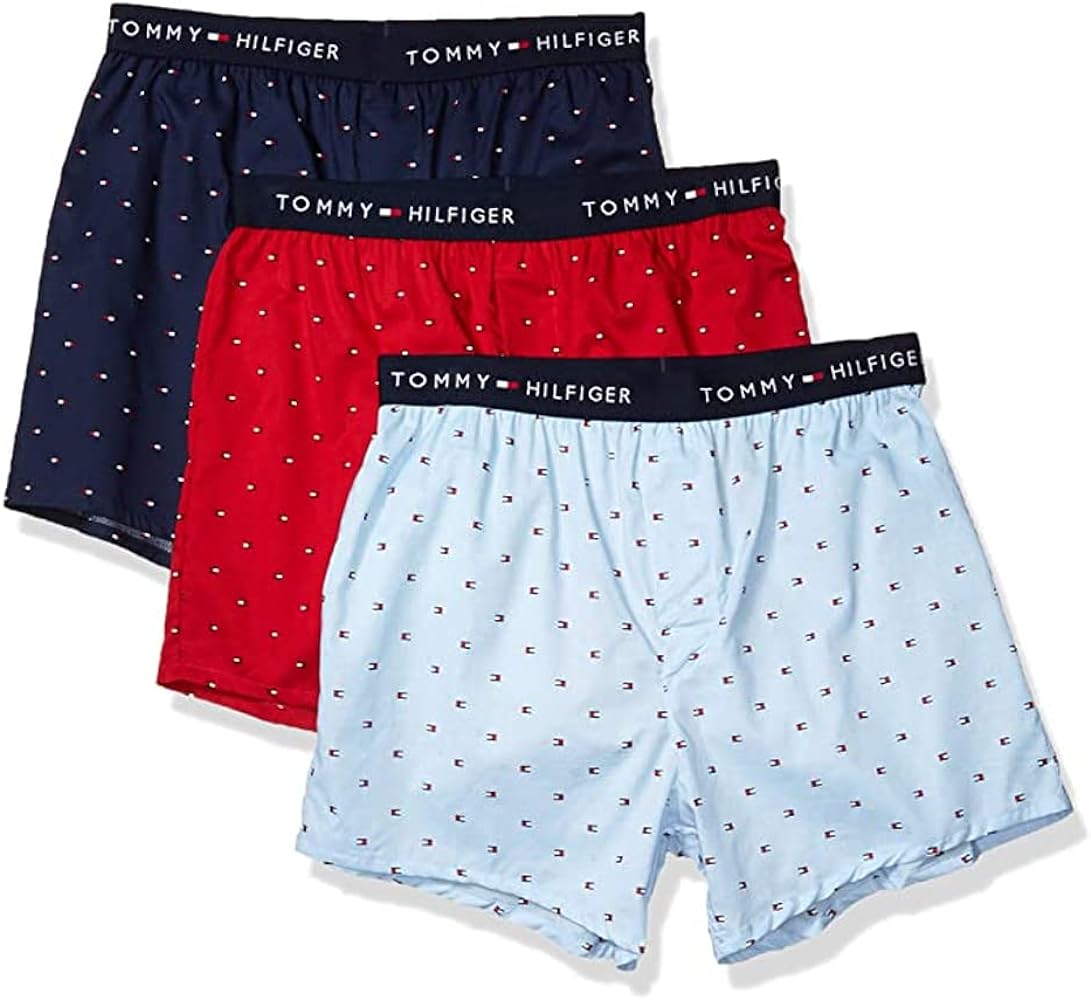 Tommy Hilfiger Cotton Classics 3 Pack Slim Fit Woven Boxer Mens