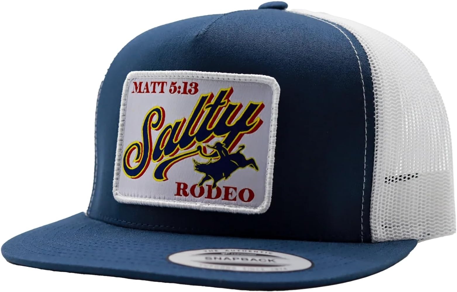 Salty Rodeo Chute Boss Hat - Tall Crown Blue Yupoong Snapback Western Wear Snapback - One Size Fits Most