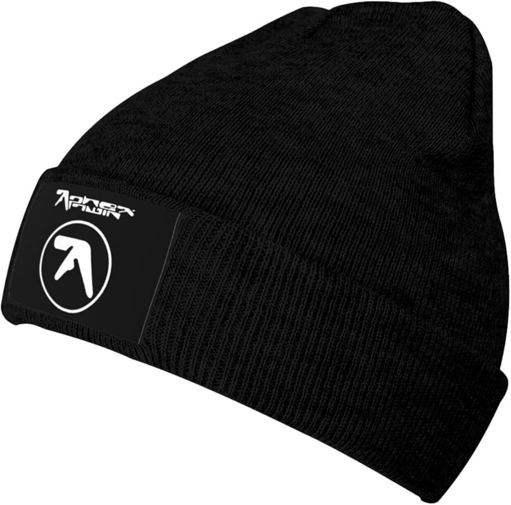 Aphex Music Twin Winter Knit Beanie Hat for Men Women Soft Thermal Ribbed Knitted Cap Slouchy Toboggan Cap for Cold Weather Black