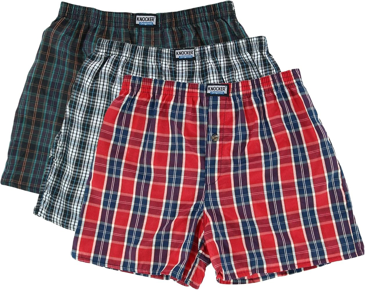 Knocker Men's 6 Plaid Boxer Shorts Underwear