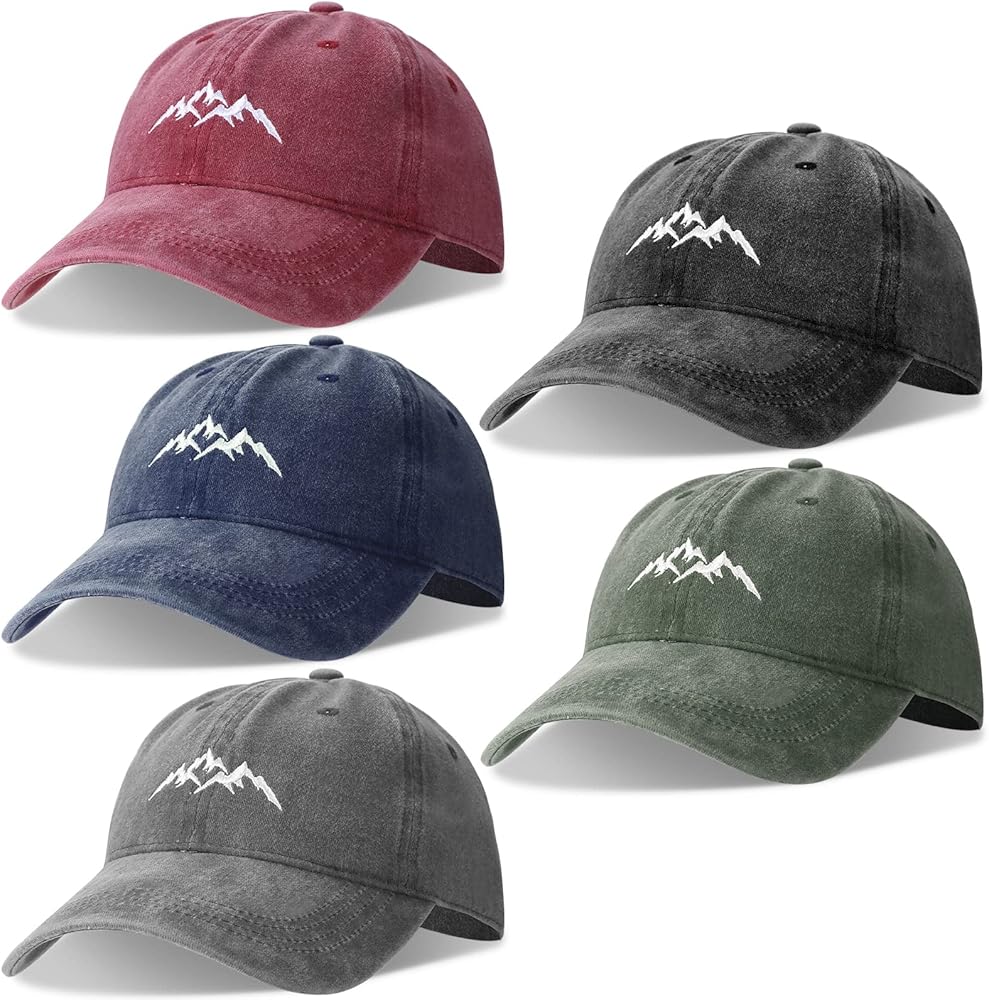 5 Pcs Unisex Vintage Washed Embroidered Baseball Cap Distressed Cotton Adjustable Summer Hat for Men Women Outdoor Sports