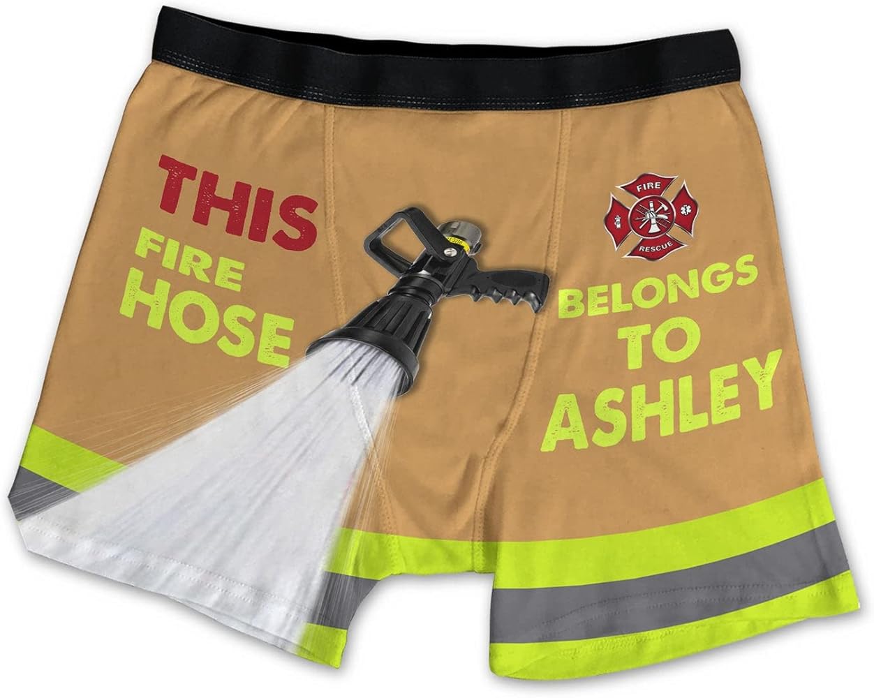 Personalized Men's Underwear. This Fire Hose Belongs To Custom Name Men's Boxer Briefs, Fireman Firefighter Gifts Men's Underwear Comfortable Men Boxers. Multicolor