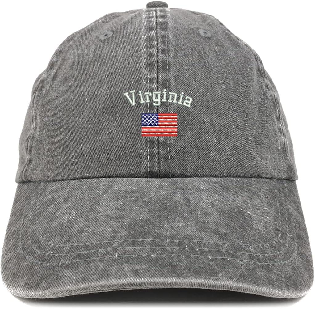 Trendy Apparel Shop Virginia USA Flag Pigment Dyed Washed Baseball Cap