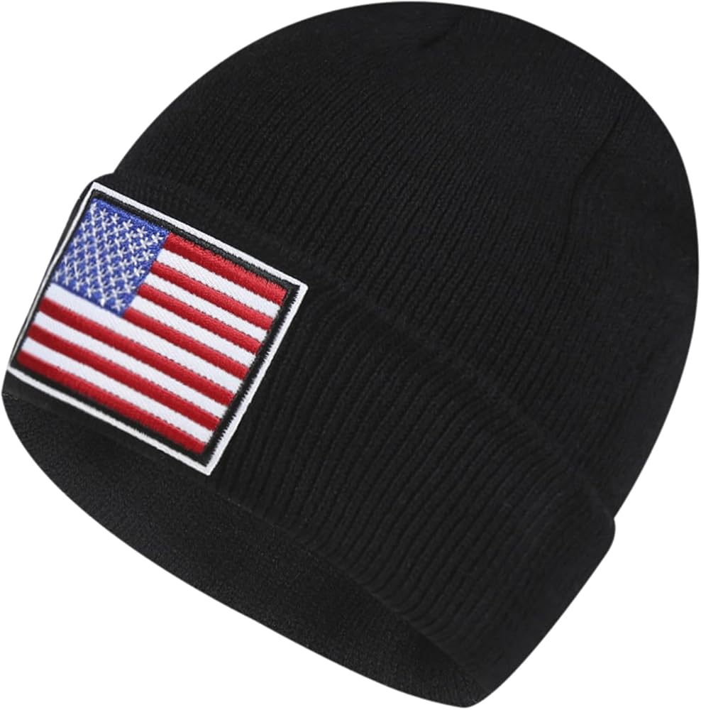 US American Flag Embroidered Skull Beanie Cap USA Multi-Season Army Military Tactical Beanie