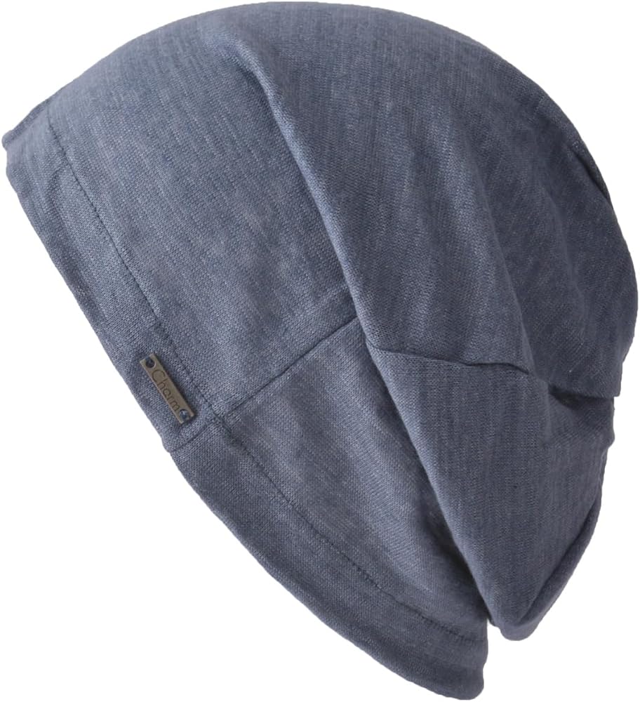 CHARM Mens Summer Linen Beanie - Slouchy Lightweight Knit Hat Slouch Cap Casualbox