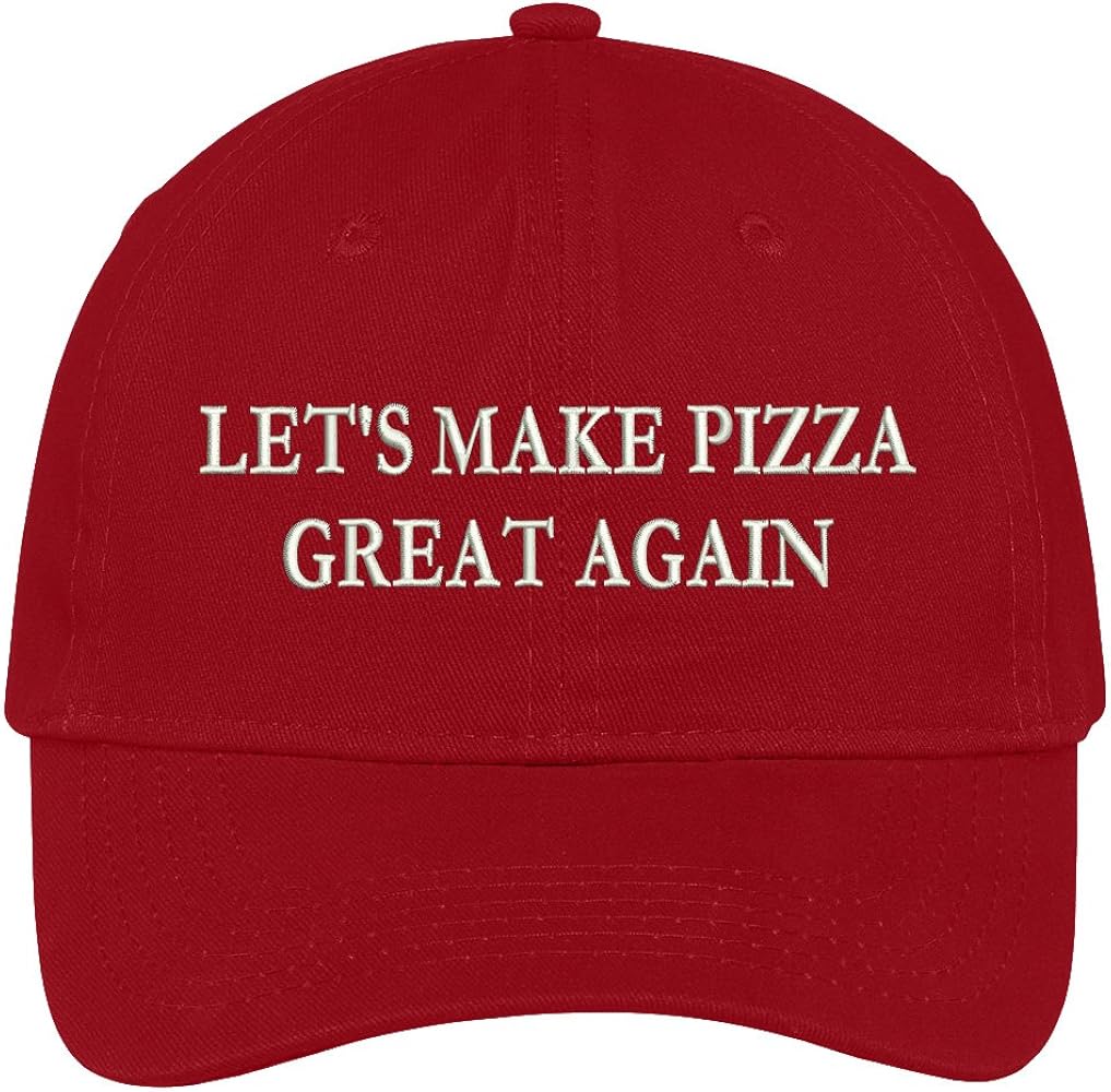 Trendy Apparel Shop Let's Make Pizza Great Again Embroidered Soft Crown 100% Brushed Cotton Cap